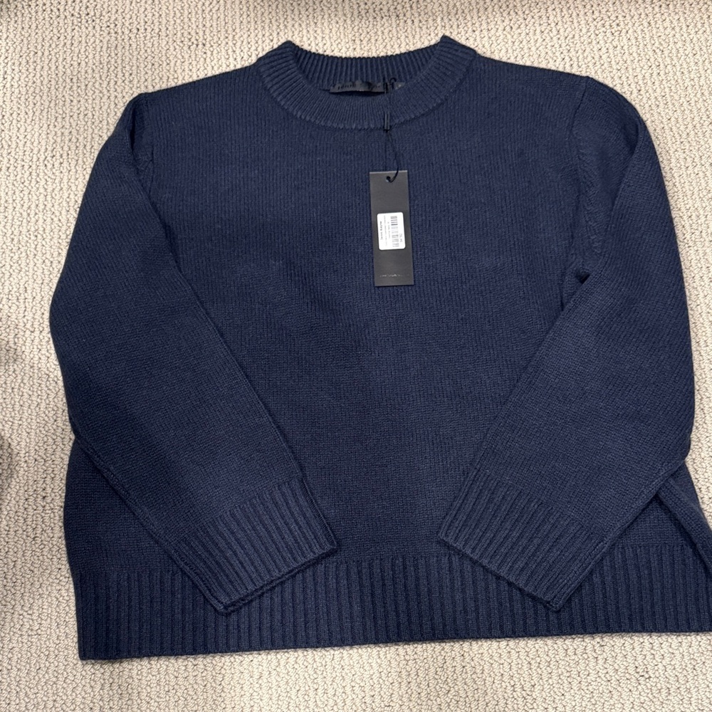 Jenni Kayne Deep Blue navy cashmere Crewneck Sweater size medium nwt